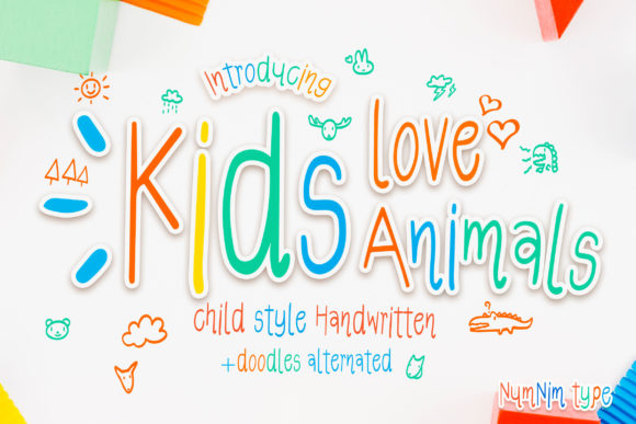 Kids Love Animals Handwritten Font for Playful Branding
